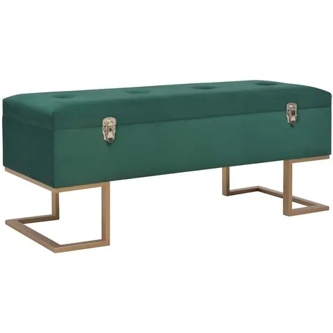 vidaXL Banc avec compartiment de rangement 105 cm Vert Velours – image 1