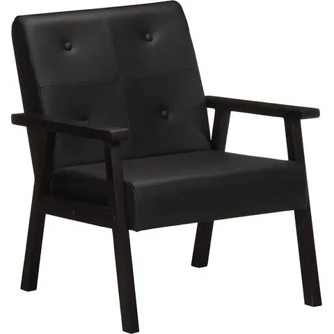 vidaXL Fauteuil noir cuir véritable – 741770 – image 1