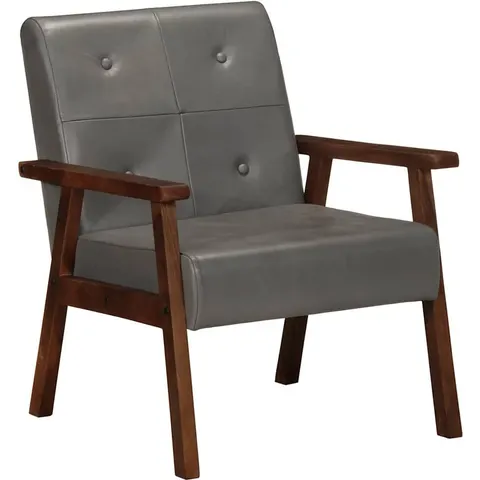 vidaXL Fauteuil gris cuir véritable – image 1