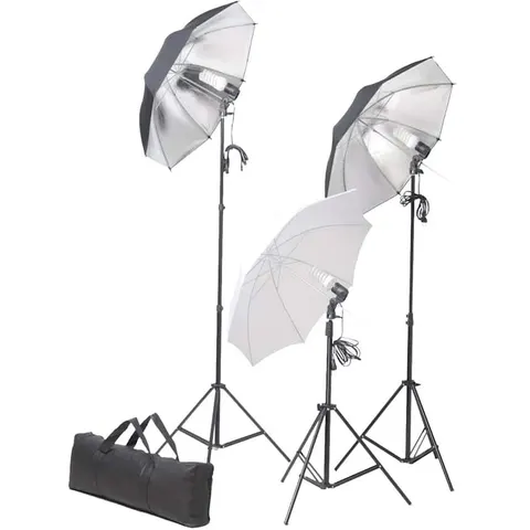 vidaXL Ensemble d'éclairage de studio: Trépieds et parapluies 24 watts – image 1