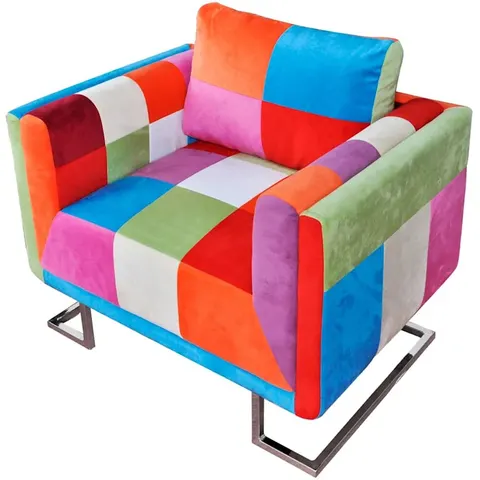vidaXL Fauteuil cube avec design de patchwork Chrome Tissu – image 1