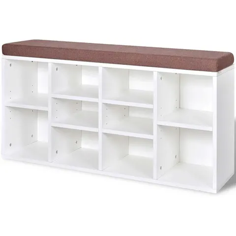 vidaXL Banc de rangement à chaussures 10 compartiments Blanc – image 1