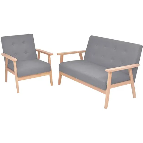 vidaXL Ensemble de canapés 2 pcs Tissu Gris clair – 956396 – image 1
