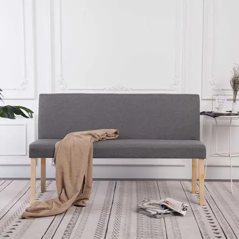 vidaXL Banc 139,5 cm Gris clair Polyester – image 1