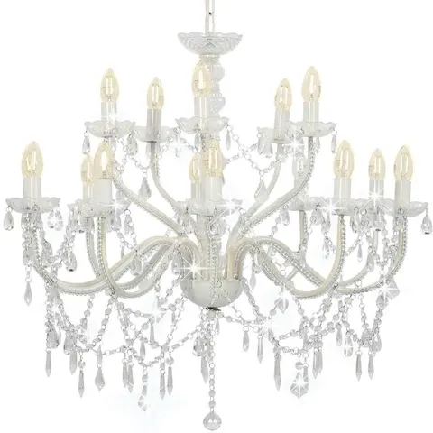 vidaXL Lustre 2 couches Blanc 15 ampoules E14 – image 1