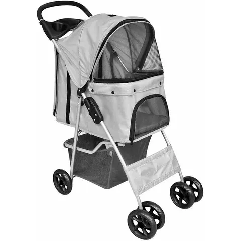 vidaXL Poussette pliable pour chiens/chats Gris – image 1
