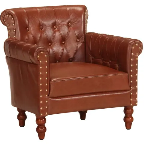 vidaXL Fauteuil Marron Cuir de chèvre véritable – image 1