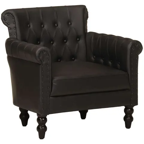 vidaXL Fauteuil Noir Cuir de chèvre véritable – image 1