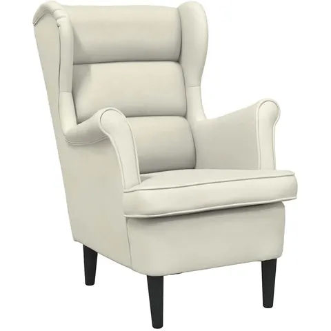vidaXL Fauteuil blanc crème velours – image 1