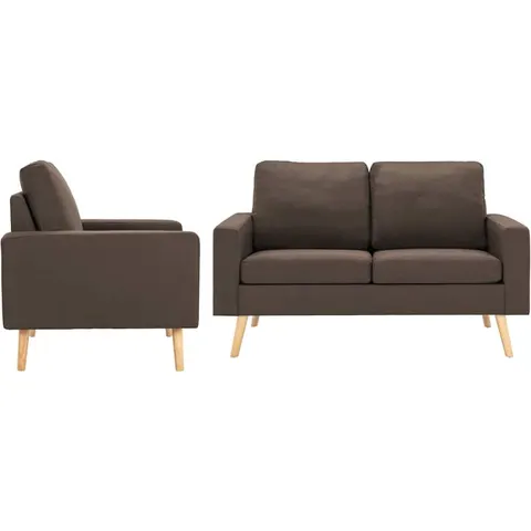 vidaXL Ensemble de canapés 2 pcs Tissu Marron – image 1