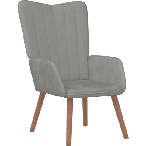vidaXL Chaise de relaxation Gris clair Velours – 420263 – image 1