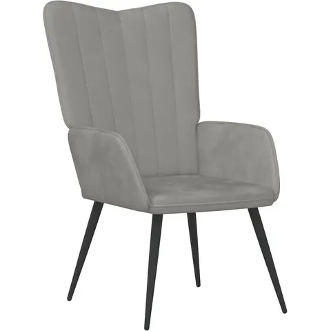 vidaXL Chaise de relaxation Gris clair Velours – 420485 – image 1