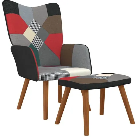 vidaXL Chaise de relaxation avec repose-pied Patchwork Tissu – 425671 – image 1