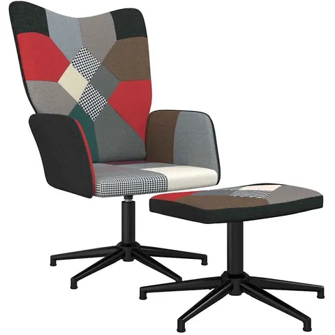 vidaXL Chaise de relaxation avec tabouret Patchwork Tissu – 425718 – image 1