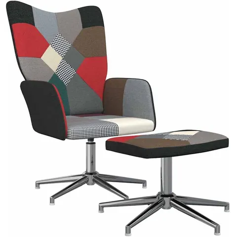 vidaXL Chaise de relaxation avec tabouret Patchwork Tissu – 425732 – image 1
