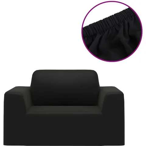 vidaXL Housse extensible de canapé Noir Jersey de polyester – image 1