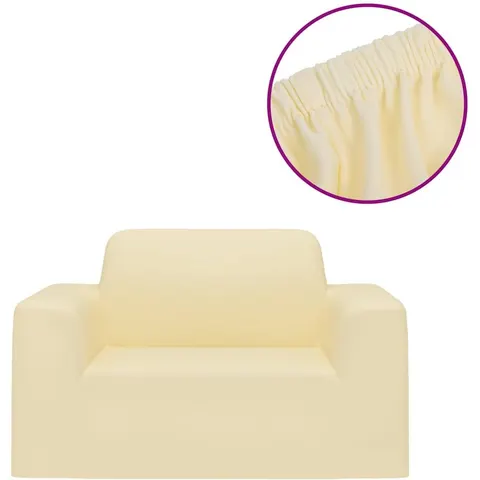 vidaXL Housse extensible de canapé Crème Jersey de polyester – image 1