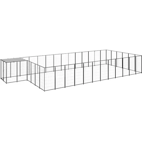 vidaXL Chenil Noir 22,99 m² Acier – image 1