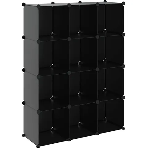 vidaXL Cubes de rangement 12 pcs Noir PP – image 1