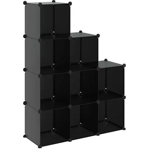 vidaXL Cubes de rangement 9 pcs Noir PP – image 1