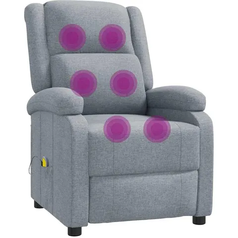 vidaXL Fauteuil de massage Gris clair Tissu – 849880 – image 1