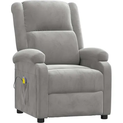 vidaXL Fauteuil de massage gris clair velours – image 1