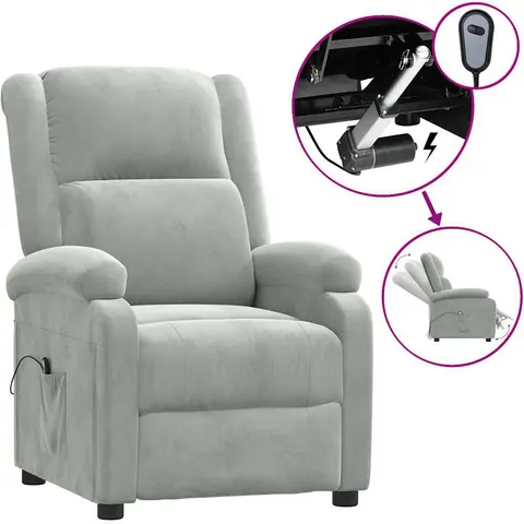 vidaXL Fauteuil inclinable électrique gris clair velours – 936351 – image 1