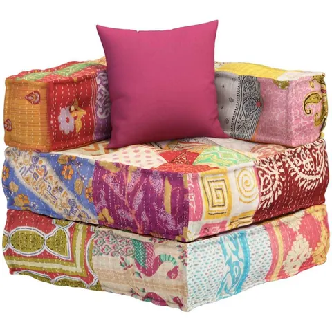 vidaXL Pouf modulaire avec oreiller Patchwork Tissu – image 1