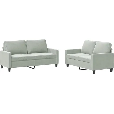 vidaXL Ensemble de canapés 2 pcs avec coussins Gris clair Velours – 064638 – image 1