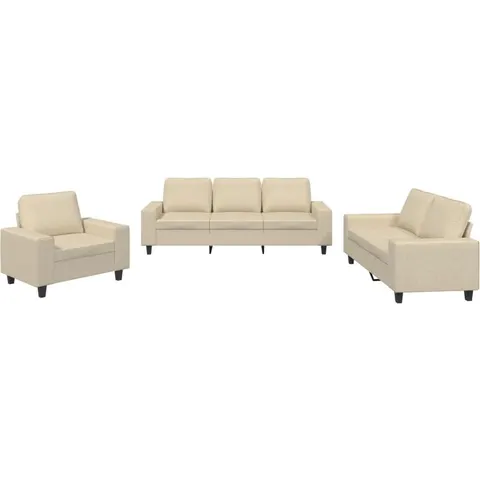 vidaXL Ensemble de canapés 3 pcs crème tissu – 068353 – image 1