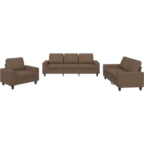 vidaXL Ensemble de canapés 3 pcs marron tissu – 068360 – image 1