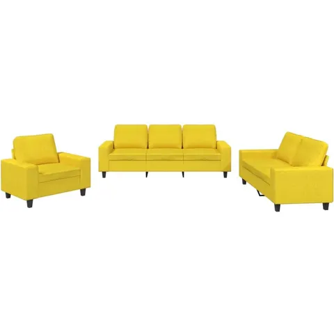 vidaXL Ensemble de canapés 3 pcs jaune clair tissu – 068384 – image 1