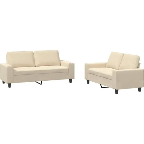 vidaXL Ensemble de canapés 2 pcs crème tissu – 068513 – image 1
