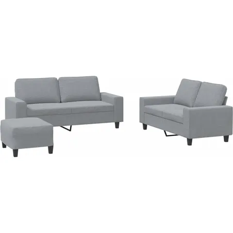 vidaXL Ensemble de canapés 3 pcs gris clair tissu – 068575 – image 1