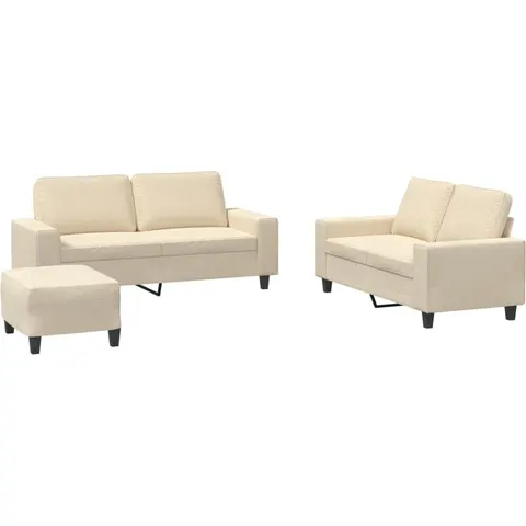 vidaXL Ensemble de canapés 3 pcs crème tissu – 068599 – image 1