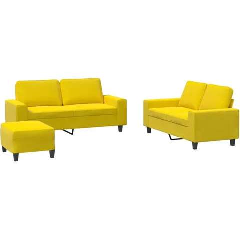 vidaXL Ensemble de canapés 3 pcs jaune clair tissu – 068629 – image 1