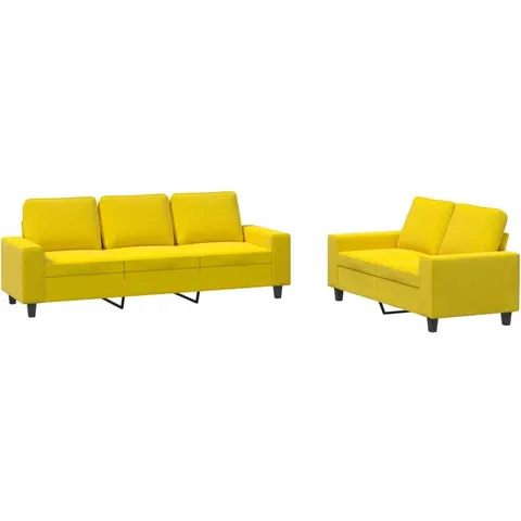 vidaXL Ensemble de canapés 2 pcs jaune clair tissu – 068704 – image 1