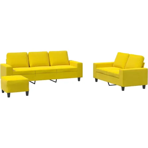 vidaXL Ensemble de canapés 3 pcs jaune clair tissu – 068780 – image 1