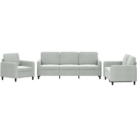 vidaXL Ensemble de canapés 3 pcs gris clair velours – 069015 – image 1