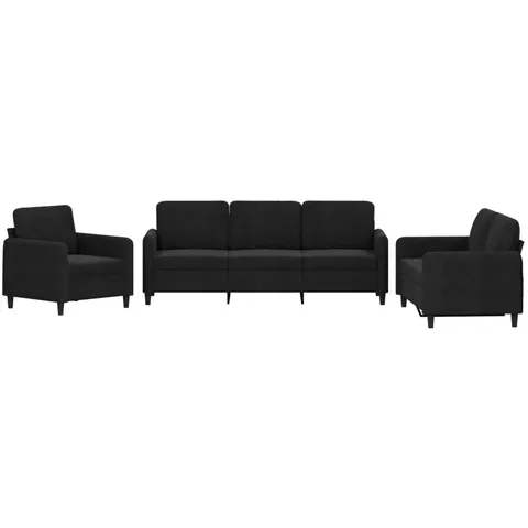 vidaXL Ensemble de canapés 3 pcs noir velours – 069060 – image 1