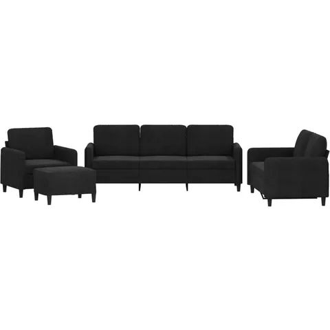 vidaXL Ensemble de canapés 4 pcs noir velours – image 1