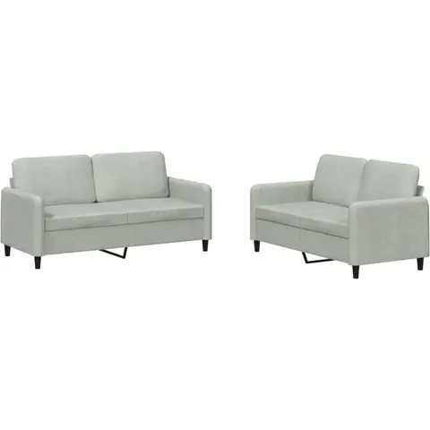 vidaXL Ensemble de canapés 2 pcs gris clair velours – 069411 – image 1