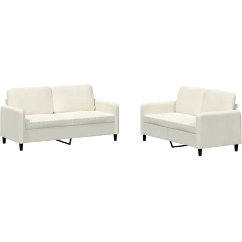 vidaXL Ensemble de canapés 2 pcs crème velours – 069497 – image 1