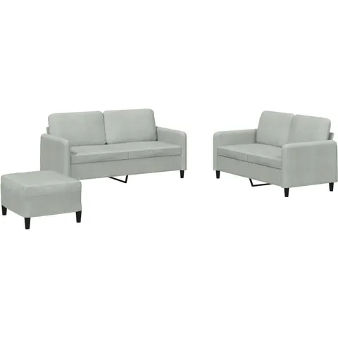 vidaXL Ensemble de canapés 3 pcs gris clair velours – 069510 – image 1