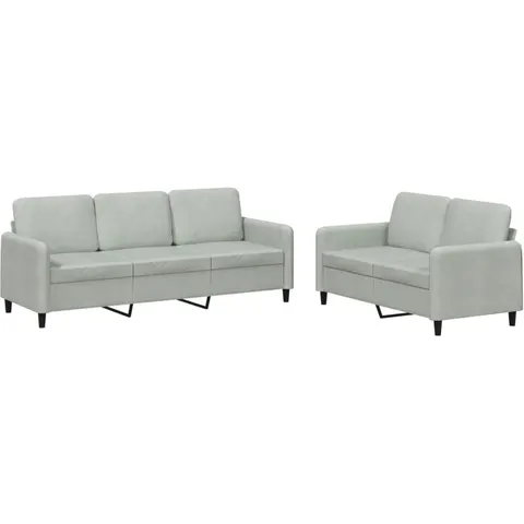 vidaXL Ensemble de canapés 2 pcs gris clair velours – 069817 – image 1