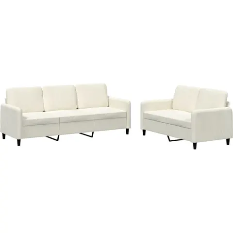 vidaXL Ensemble de canapés 2 pcs crème velours – 069893 – image 1