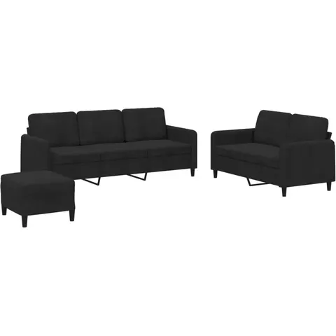 vidaXL Ensemble de canapés 3 pcs noir velours – 069961 – image 1