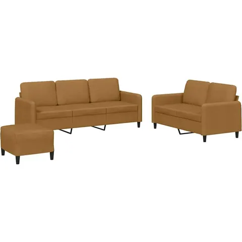 vidaXL Ensemble de canapés 3 pcs marron velours – 069985 – image 1
