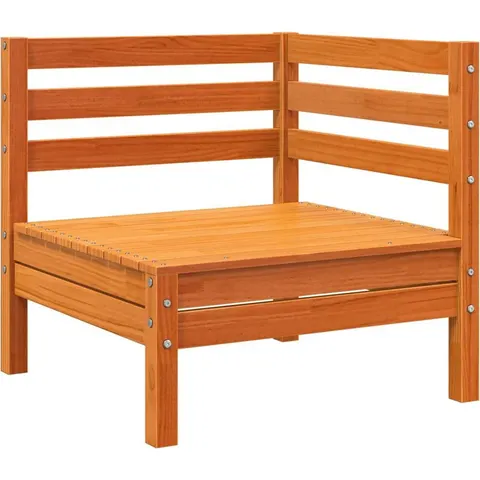 vidaXL Corner Sofa Solid pine wood Brun cire Medium – image 1