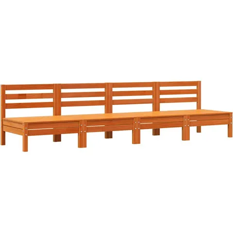 vidaXL Corner Sofa 4 pc Solid pine wood Brun cire Standard – image 1